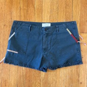 The Great embroidered army cutoff shorts